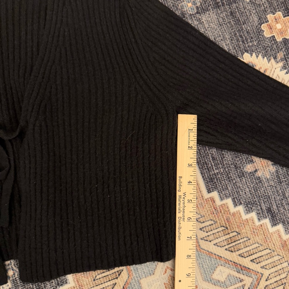 AVA & VIV Tie Front Rib Knit Black Cozy Sweater Cardigan Women’s Size 1X - Picture 7 of 8